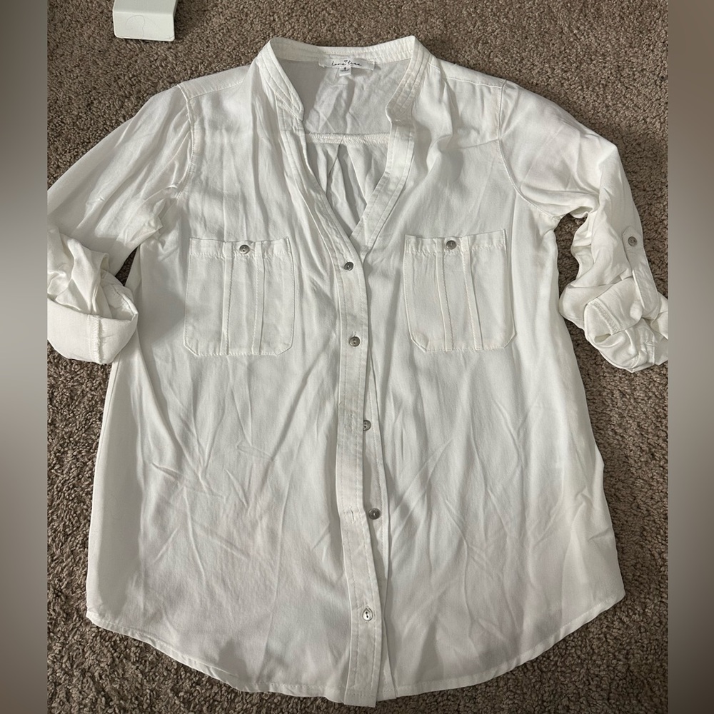 White button down casual shirt - White button down blouse